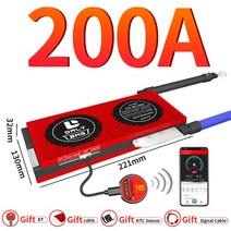 파워뱅크200a Daly-스마트 BMS Lifepo4 CAN 1A 액티브 밸런스 4S 12V 8S 24V 16S 48V 100A 18650 에너지, [03] LiFePo4 16s, [06] 200A BT