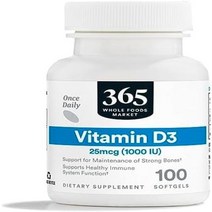 365 by Whole Foods Market Vitamin D3 5000 IU 120 Softgels Package May Vary, 1.Unflavored  100 Count Pack o