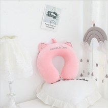 새 고양이 귀 메모리 폼 U 자형 베개 느린 리바운드 비행기 여행 베개 스냅 베개 자동차 목 베개, 분홍색 고양이 귀, 32cm