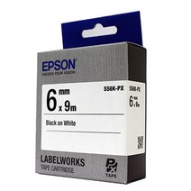 엡손 라벨테이프 SS12K-PX 12mm 8미터 흰색바탕 검정글씨 모든 엡손라벨프린터 사용가능, 6mm, 흰색바탕검정글씨