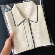 [게렌합북] 엘레강스한 진주 단추 체크무늬 트리밍 니트 가디건