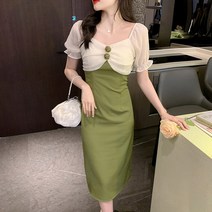키작녀 원피스 키작은 여자 여름 쉬폰 여성 여름 남자 허리가 세련되고 아름답다