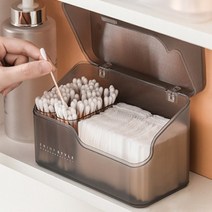 갓샵 뚜껑있는 화장솜 면봉 케이스 보관함, 블랙, 1개