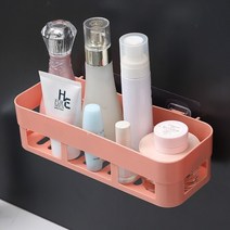 욕실 선반 주최자 화장실 접착제 샴푸 젤 보관 바구니 장식 욕실 코너 샤워 선반 랙 액세서리, 스퀘어 핑크