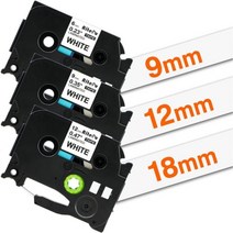 Aitepu 라벨 테이프 3개팩 브라더 P-Touch 호환, 6mm 9mm 12mm