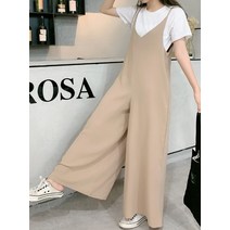 린넨오버롤 끈나시 점프슈트 통치마바지