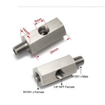 오일 압력 센서 티 M10x1.5 ~ 어댑터 측면 구멍 1/8NPT 암 터보 공급 피드 라인 게이지