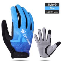 충전식발열장갑 이너 속 장갑 WEST BIKING-산악 자전거 풀 핑거 미끄럼 방지 충격 터치 글러브 골프 사이클링 크로스핏 오토바이 미트 봄 가을, 02 L, [08] G Blue