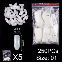 네일팁 인조손톱 250 조각 같은 크기의 타원형 모양의 특정 크기의 그림용으로 구매, 250pc 내츄럴 사이즈 0