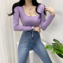 봄 뉴 스퀘어넥 긴팔 티셔츠