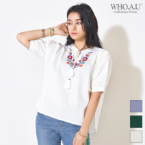 [후아유] 여성 페전트 자수 블라우스_WHBL82531F