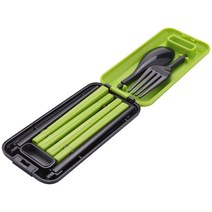 야외 캠핑 3 In 1 접이식 식기 환경 Abs 소재 칼 세트 젓가락 스푼 포크 캠핑 하이킹 여행 포트, 01 green