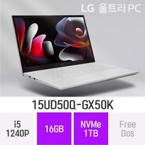 LG전자 2022 울트라PC 15UD50Q-GX50K - 15인치 가볍고 휴대하기 좋은 사무용 인강용 대학생 추천 노트북, Free Dos, 16GB, 1TB