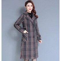DFMEI 체크 트렌치코트 미디 가을 겨울 무릎 도톰 모직 코트