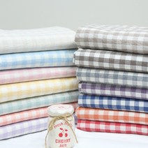 가림막 커튼 앞치마 테이블보 식탁보 배경천 원단 30수 워싱 멜란체크 14종 E, 코랄핑크, 1개