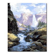 DIY 캔버스페인팅 명화그리기 액자 그림 세트 유화 - 풍경 40x50, L97_토마스모란의 요세미테의 폭포