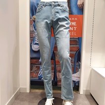 지유샵 (구.겟유즈드) 남성 여름 저온스 연청 캣브러쉬 반밴딩 뉴슬림 (슬림 일자) 데님 청바지 DOMDDN102M 뉴코아부천점