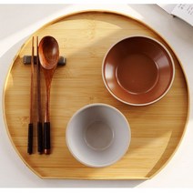 대나무 원목 반달 트레이 하프 쟁반, 3개