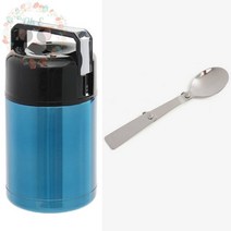 옥이드림 보온죽통 1L 블루 원형죽용기 미니보온죽통 죽포장용기