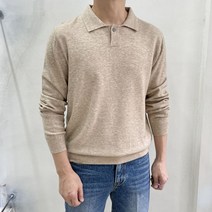라운지21 남자 베이직 원버튼 울 캐시미어 니트 카라티