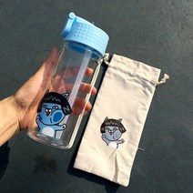 캐릭터유리컵 팬시 가능 아기곰 빨대 하라쥬크 애니메이션 내열 휴대 물컵 2302710616