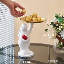 인테리어 소품 인형 선물 미니어처 카페 피규어 수지 화이트 베어 동상 현대 크리 에이 티브 동물 북극곰 입상 홈 오피스 데스크탑 스토리지 트레이 장식품 장식 조각, 토끼 쟁반
