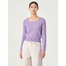 에잇세컨즈 여성 변형 스퀘어넥 케이블 니트 라벤더 (323151EY1T) 398297