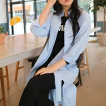 메리앤유 하늘거리는 코튼소재 9부소매 롱남방