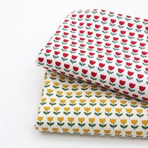 면20수 평직 북유럽 튤립 패턴 2종 인테리어천 홈패션 패브릭 원단, 레드튤립
