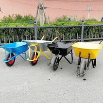 염화칼슘살포기 겨울 눈길 제설 외바퀴 비료 운반수레, 옐로우 트롤리 + 솔리드 휠