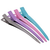 Badaga 메탈 헤어클립+구르프 증정 4가지 색상 쇠 핀셋 달아핀셋 짧은머리, Purple(퍼플)