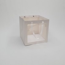 종이 투명창 쇼핑백 손잡이 봉투 화분 포장 도시락 정사각 고급 무지 백 떡 꽃 선물용 선물 답례 포장 흰색 대형