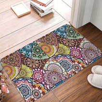 빈티지러그 모로코 패턴 바닥 매트 보헤미안 입구 현관 미끄럼 방지 플란넬 러그 복도 카펫 홈 데코 테이프