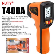 njty 디지털 적외선 온도계 -50 600℃ 레이저 termometro 고온계 총 비접촉 레이저 온도 측정기 산업용 도구, t400a, 02 T400A