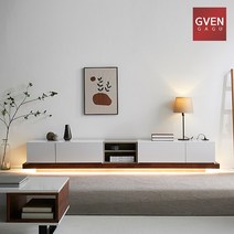GVEN 지벤 뉴 노르마니 LED 오픈형 거실장, 그레이블랙