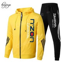 남성용 DW 스포츠 수트 야외 패션 낚시 후드 재킷 탄성 허리 조절 바지 다이와 낚시 의류 2023 가을, I