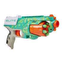 Nerf Elite Disruptor 다이나믹 그린 다트 블래스터 6다트 회전 드럼 6개의 Nerf 엘리트 다트 슬램 파이어 어린이 야외 장난감 8세 남아 및 여아용 (아마