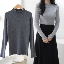 제니트 라일골지니트 봄 가을 여성 프릴 니트 여성니트 봄니트 기본니트 예쁜 니트티