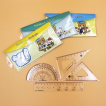 리락쿠마 삼각자 각도기 세트, 4개