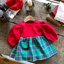 [오눌출발] 앤셜리 크리스마스슈트 타탄체크원피스 아기연말룩