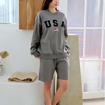 순이들 여성 USA 맨투맨 반바지 트레이닝세트