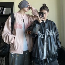 오르난 여자 루즈핏 커플 PU 점퍼 E268