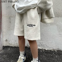 JUST FEEL!NG 남자 캐주얼 반바지 스트릿 힙합패션 하프 밴딩반바지 남여공용 여름바지5부 츄리닝복 여름 운동반바지