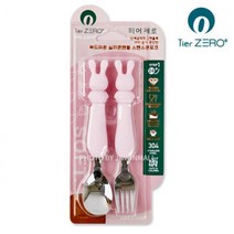 현모양처 티어제로 부드러운 실리콘 스푼포크세트(래빗)-핑크, 상세페이지 참조