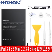 NOHON 노혼 iPad Mini 5 4 3 2 1 Pro 12.9 10.5 9.7인치 iPad3 iPad4 iPad5 Air1 iPad6 Air2 교체 태블릿 자가수리 배터리, iPad5 Air1 8927mAh