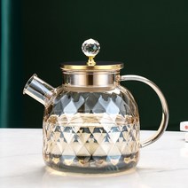 티포트 약탕기 가정용 1/1.8L 대용량 다이아몬드 형 유리 물 주전자 가족 크리에이티브 냉수 주스 우유 커, 02 1L