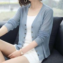가을 여름 카디건 여성 속이 빈 목도리 니트 스웨터 얇은 자켓 코트 반바지