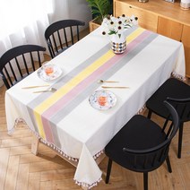 명품 식탁보 모던 미니멀 북유럽 테이블보 자수 린넨 Yin Shang, 【방수】 130 * 130cm, 새벽 베이지 술 식탁보