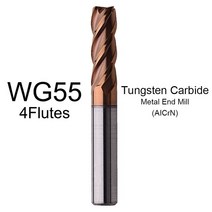 경금속 밀링 커터 2 3 4 플루트 초경 엔드 밀 금속 키 시트 페이스 버 라우터 비트 CNC Fraise Carbure 공작 기계, [03] 2.0x4Dx50L, [01] WG55-4F