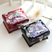 나전칠기 굴림 미니 자개보석함(꽃나비/공작나비) 자개함 악세사리보관함, 꽃나비검, 1개